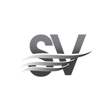 İlk SV kanat logosu, gri renk vektör logosu, şirket adı ve şirket kimliği logosu.