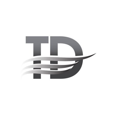 İlk TD kanat logosu, gri renk vektör logosu, şirket adı ve şirket kimliği logosu.
