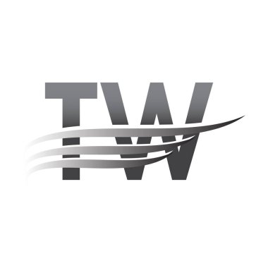 İlk TW kanat logosu, gri renk vektör logosu, şirket adı ve şirket kimliği logosu.