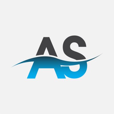 İlk harf AS şirketi adı mavi ve gri renk swoosh tasarımı. İş ve şirket kimliği için vektör logosu.