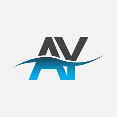 İlk harf AY şirketi adı Mavi ve Gri renkli Swoosh tasarımı. İş ve şirket kimliği için vektör logosu.