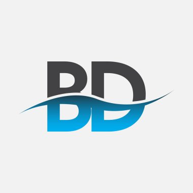 İlk harf BD logosu. Mavi ve gri renkli Swoosh tasarımı. İş ve şirket kimliği için vektör logosu.