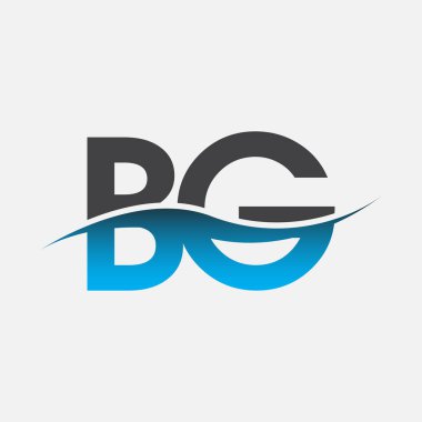 İlk harf logosu BG şirketinin adı Mavi ve Gri renkli Swoosh tasarımı. İş ve şirket kimliği için vektör logosu.