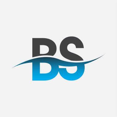 İlk harf, BS şirketinin adı mavi ve gri renk desenli. İş ve şirket kimliği için vektör logosu.