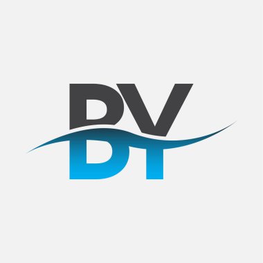 İlk harf logosu. Şirketin adı Mavi ve Gri renkli Swoosh tasarımı. İş ve şirket kimliği için vektör logosu.