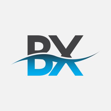 İlk harf logosu BX şirketinin adı Mavi ve Gri renkli Swoosh tasarımı. İş ve şirket kimliği için vektör logosu.