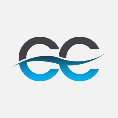 İlk harf logosu CC şirketinin adı mavi ve gri renk desenli. İş ve şirket kimliği için vektör logosu.