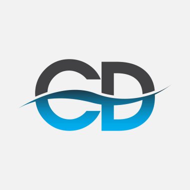 İlk harf logo CD şirketi adı mavi ve gri renk swoosh tasarımı. İş ve şirket kimliği için vektör logosu.