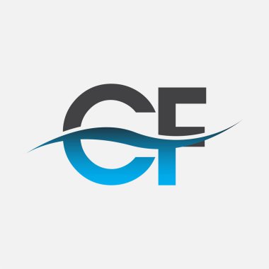 İlk harf logosu CF şirketinin adı mavi ve gri renk desenli. İş ve şirket kimliği için vektör logosu.