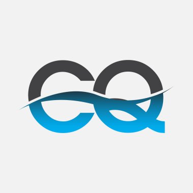 İlk harf logosu CQ şirketinin adı mavi ve gri renk swoosh tasarımı. İş ve şirket kimliği için vektör logosu.