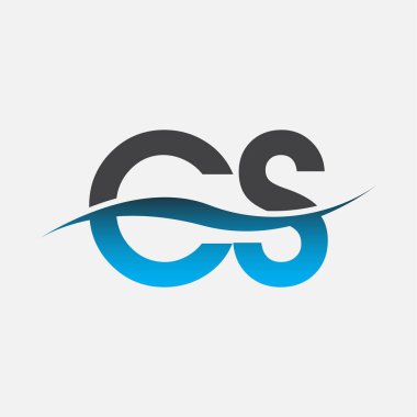 İlk harf logosu CS şirketinin adı mavi ve gri renk desenli. İş ve şirket kimliği için vektör logosu.