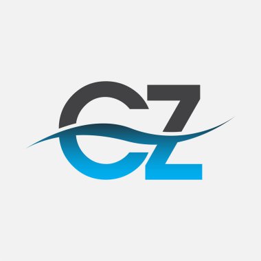 İlk harf logosu CZ şirketinin adı mavi ve gri renk desenli. İş ve şirket kimliği için vektör logosu.