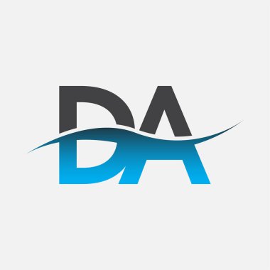 İlk harf bölge savcısı şirketinin adı mavi ve gri renk desenli. İş ve şirket kimliği için vektör logosu.