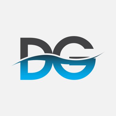 İlk harf logo DG şirketinin adı mavi ve gri renk desenli. İş ve şirket kimliği için vektör logosu.