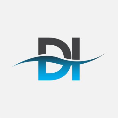 İlk harf logosu DI şirketinin adı mavi ve gri renk swoosh tasarımı. İş ve şirket kimliği için vektör logosu.