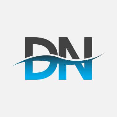 İlk harf logosu DN şirketinin adı mavi ve gri renk desenli. İş ve şirket kimliği için vektör logosu.