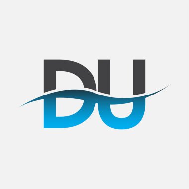 İlk harf logosu DU şirketinin adı mavi ve gri renk desenli. İş ve şirket kimliği için vektör logosu.