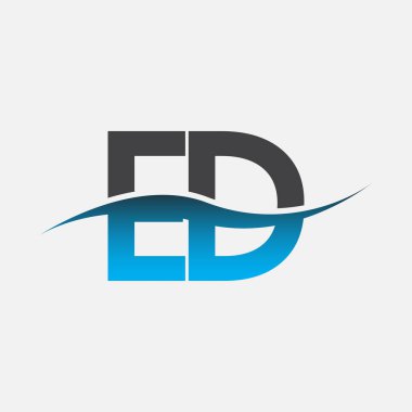 İlk harf ED logo şirketi adı mavi ve gri renk swoosh tasarımı. İş ve şirket kimliği için vektör logosu.