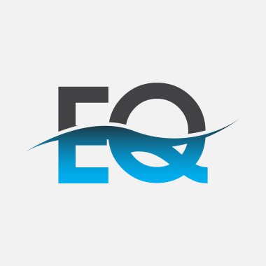 İlk harf logosu EQ şirketinin adı mavi ve gri renk swoosh tasarımı. İş ve şirket kimliği için vektör logosu.