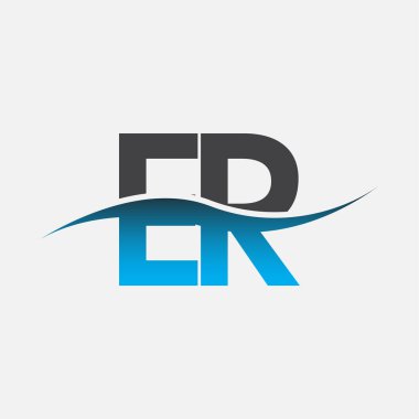 İlk harf acil servis logosu adı mavi ve gri renk desenli. İş ve şirket kimliği için vektör logosu.