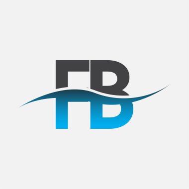 İlk harf logosu FB şirketinin adı mavi ve gri renk desenli. İş ve şirket kimliği için vektör logosu.