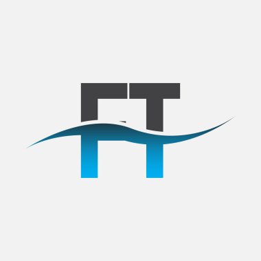 İlk harf logosu FT şirketinin adı mavi ve gri renk desenli. İş ve şirket kimliği için vektör logosu.