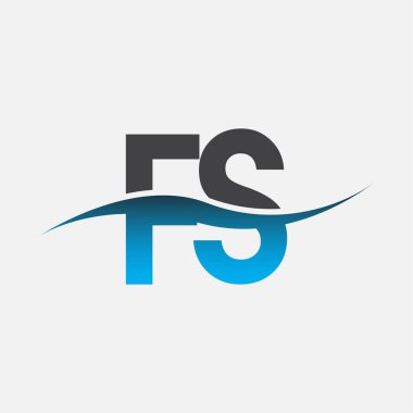İlk harf logosu FS şirketinin adı mavi ve gri renk desenli. İş ve şirket kimliği için vektör logosu.