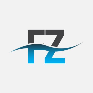 İlk harf logosu FZ şirketi mavi ve gri renk desenli. İş ve şirket kimliği için vektör logosu.