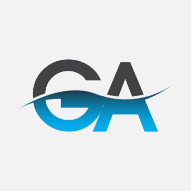 İlk harf GA şirketi adı Mavi ve Gri renkli Swoosh tasarımı. İş ve şirket kimliği için vektör logosu.