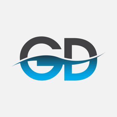 İlk harf logosu GD şirketinin adı mavi ve gri renk desenli. İş ve şirket kimliği için vektör logosu.