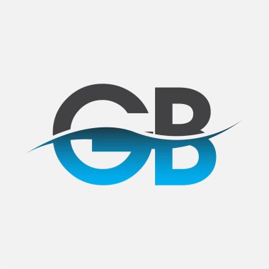 İlk harf logo GB şirketi adı mavi ve gri renk desenli. İş ve şirket kimliği için vektör logosu.