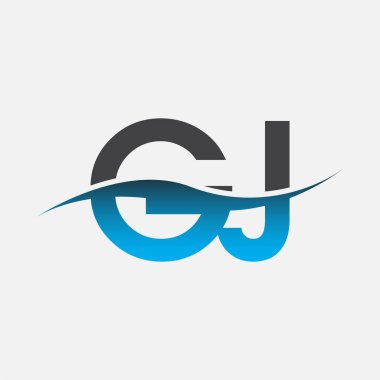 İlk harf GJ şirketi adı mavi ve gri renk desenli. İş ve şirket kimliği için vektör logosu.