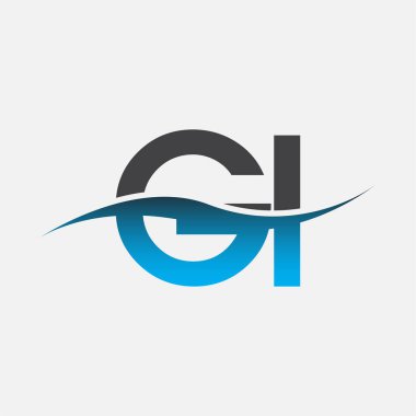 İlk harf GI şirketi adı Mavi ve Gri renkli Swoosh tasarımı. İş ve şirket kimliği için vektör logosu.
