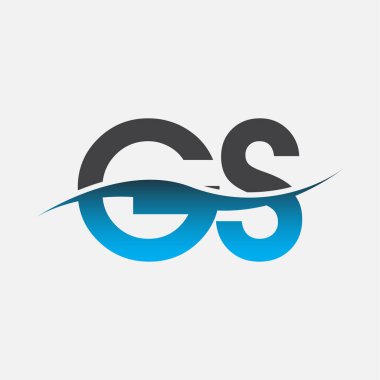 İlk harf GS şirketinin adı Mavi ve Gri renkli Swoosh tasarımı. İş ve şirket kimliği için vektör logosu.