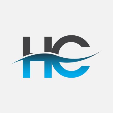İlk harf logosu HC şirketinin adı mavi ve gri renk desenli. İş ve şirket kimliği için vektör logosu.