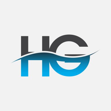 İlk harf logosu HG şirketinin adı mavi ve gri renk desenli. İş ve şirket kimliği için vektör logosu.