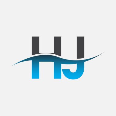 İlk harf logosu HJ şirketinin adı mavi ve gri renk desenli. İş ve şirket kimliği için vektör logosu.
