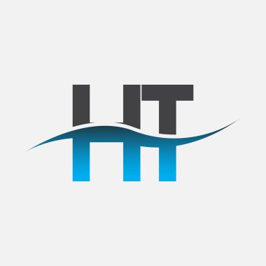 İlk harf logosu HT şirketinin adı mavi ve gri renk desenli. İş ve şirket kimliği için vektör logosu.