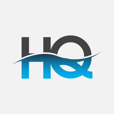 İlk harf logo genel merkezi adı mavi ve gri renk swoosh tasarımı. İş ve şirket kimliği için vektör logosu.