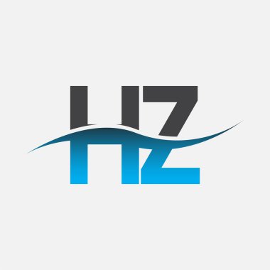 İlk harf logosu HZ şirketinin adı mavi ve gri renk desenli. İş ve şirket kimliği için vektör logosu.