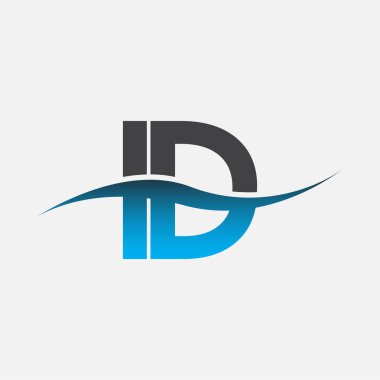 İlk harf logo kimlik şirketinin adı mavi ve gri renk swoosh tasarımı. İş ve şirket kimliği için vektör logosu.