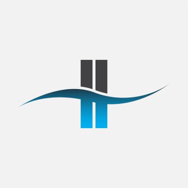 İlk harf logo II şirket adı mavi ve gri renk swoosh tasarımı. İş ve şirket kimliği için vektör logosu.