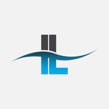 İlk harf logosu IL şirketi mavi ve gri renk desenli. İş ve şirket kimliği için vektör logosu.