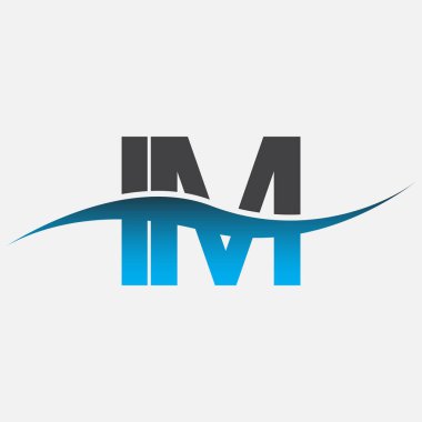 İlk harf logo şirketi adı mavi ve gri renk swoosh tasarımı. İş ve şirket kimliği için vektör logosu.