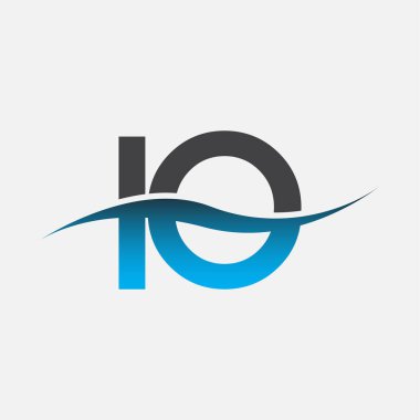 İlk harf logosu IO şirketi adı mavi ve gri renk desenli. İş ve şirket kimliği için vektör logosu.