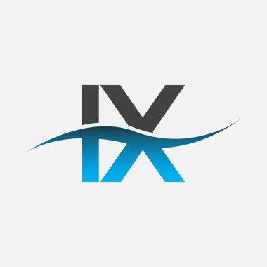 İlk harf logosu IX şirketinin adı mavi ve gri renk desenli. İş ve şirket kimliği için vektör logosu.