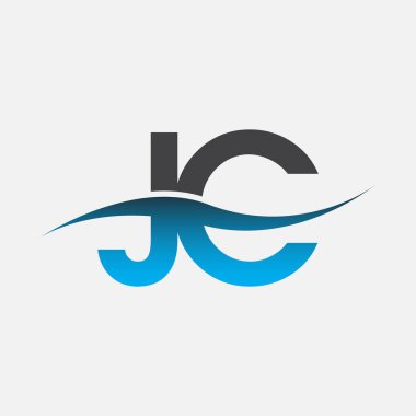 İlk harf logosu JC şirketinin adı mavi ve gri renk desenli. İş ve şirket kimliği için vektör logosu.