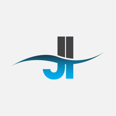 İlk harf logosu JI şirketinin adı mavi ve gri renk desenli. İş ve şirket kimliği için vektör logosu.