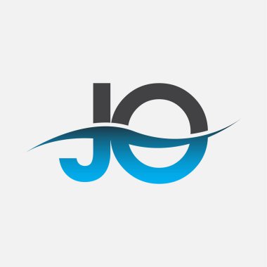 İlk harf logosu JO şirketinin adı mavi ve gri renk desenli. İş ve şirket kimliği için vektör logosu.