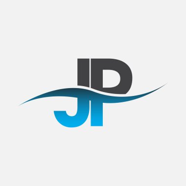 İlk harf logosu JP şirketinin adı mavi ve gri renk desenli. İş ve şirket kimliği için vektör logosu.